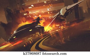 חללית, לרדוף אחרי, עתידי, מכונית