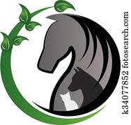 לוגו, סוס, חתול, ו, כלב