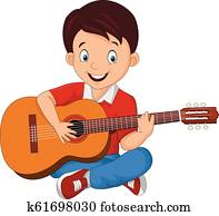 ギター 男の子 クリップアート 切り張り イラスト 絵画 集 K Fotosearch