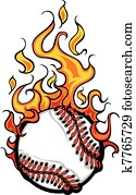 Baseball Softball Flaming Ball Vect Baseball Softball Flaming Ball Vect