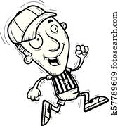 Cartoon Man Referee Running Cartoon Man Referee Running
