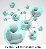 Connected People Team Brainstorming Solution to Problem