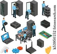Datacenter Equipment Isometric Set Datacenter Equipment Isometric Set