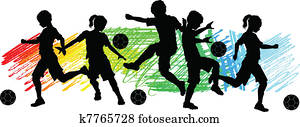 Kids Boys and Girls Soccer Silhouet Kids Boys and Girls Soccer Silhouet