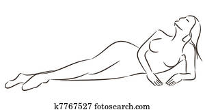 Silhouette of a woman laying down