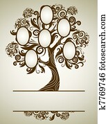 Vector family tree design with frames Vector family tree design with frames