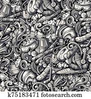 Winter sports hand drawn doodles seamless pattern. Ski resort background. Winter sports hand drawn doodles seamless pattern. Ski resort background.