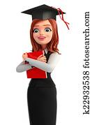 Young Business Woman with Graduate HAt Young Business Woman with Graduate HAt