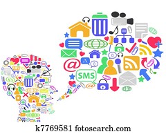 人的 頭, 由于, 社會, 媒介