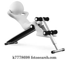 Athlete in a sit-ups bench Athlete in a sit-ups bench