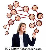 Business woman and virtual community. Business woman and virtual community.