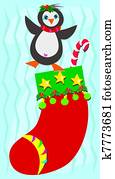 Christmas Stocking with Happy Pengu