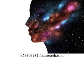double exposure woman and galaxy double exposure woman and galaxy
