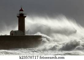 enorme, ventoso, onda