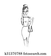 fashion lady in sketch fashion lady in sketch