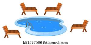 Four seats around swimming pool Four seats around swimming pool