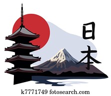 Pagoda Temple and Fuji