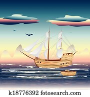 Sailing Ship on the Sea