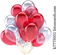 יום הולדת, בלונים, לבן אדום, צבעים