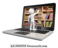 3d, blanco, personas., nuevo, technologies., digital, biblioteca, concept., lapt