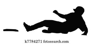 Baseball Runner Sliding for Base Baseball Runner Sliding for Base