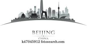 Beijing China city skyline silhouette white background Beijing China city skyline silhouette white background