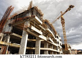 construction site with crane and building construction site with crane and building