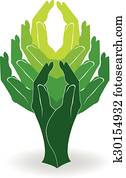 Green tree hands logo
