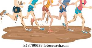 Group Feet Mud Marathon Run Group Feet Mud Marathon Run
