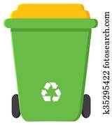 grün, verwerten behälter wieder, flache, design