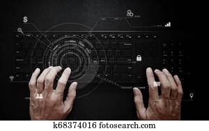 Hand working on computer keyboard. Computer programmer, software and web development technology Hand working on computer keyboard. Computer programmer, software and web development technology
