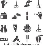 Manicure And Pedicure Black Icons Set Manicure And Pedicure Black Icons Set
