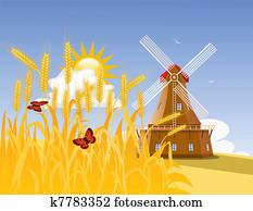 Wheat field and mill
