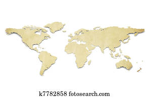 World Map. Paper Shape, Grunge.