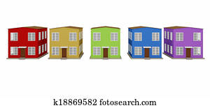 A row of colored small houses A row of colored small houses