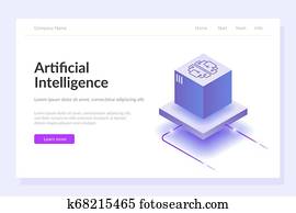 Artificial intelligence web template. The process of data processing. Large computing power. Developments in modern technologies. Artificial intelligence web template. The process of data processing. Large computing power. Developments in modern technologies.
