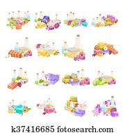 Bottles with organic essential aroma oil and soap bar set