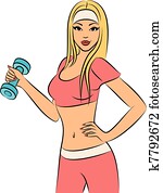 hermoso, condición física, mujer