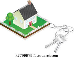 House attached to keys as keyring