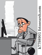 überarbeiteter geschäftsmann, gefangene, von, seine, arbeit