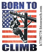 אמריקאי, הנע, לינאמאן, חשמלאי, איש מתקן, ראטרו