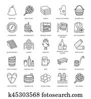 サウナ 蒸気 浴室 線 Icons 浴室 装置 シラカバ オーク シラカバ Bucket Hammam 日本語 フィンランド ロシア人 赤外線 サウナ 印 エステ リラックス 付属品 バスローブ 不可欠な滑油 薄くなりなさい 線である 印 クリップアート K