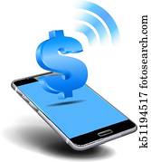 Cell, Mobile Smart Phone with Dollar Icon Cell, Mobile Smart Phone with Dollar Icon