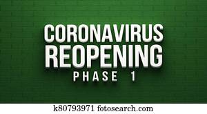 covid-19, coronavirus, reopening, תקופה, 1, banner., 3d, השבה, דוגמה
