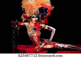 Girl in Halloween costume. Body art Girl in Halloween costume. Body art