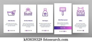 Grooming Animal Tool Onboarding Icons Set Vector Grooming Animal Tool Onboarding Icons Set Vector