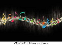 Music Notes on Black Background Music Notes on Black Background