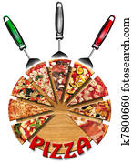 Pizza on the cutting board Pizza on the cutting board