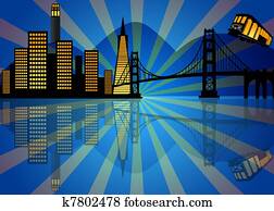 Reflection of San Francisco Skyline at Night Reflection of San Francisco Skyline at Night