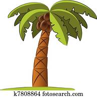 árvore palma, vetorial, ilustração